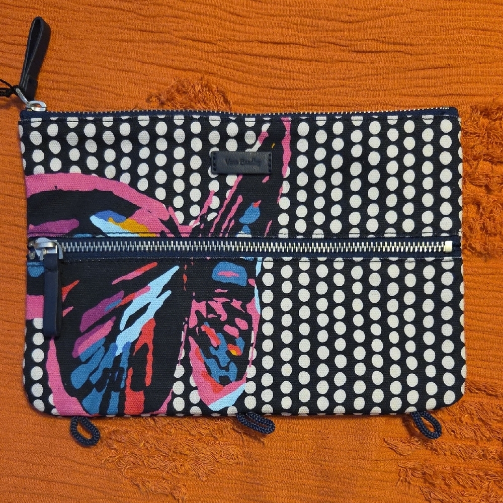 Vera Bradley Black and Pink Polka Dot Zippered Bag